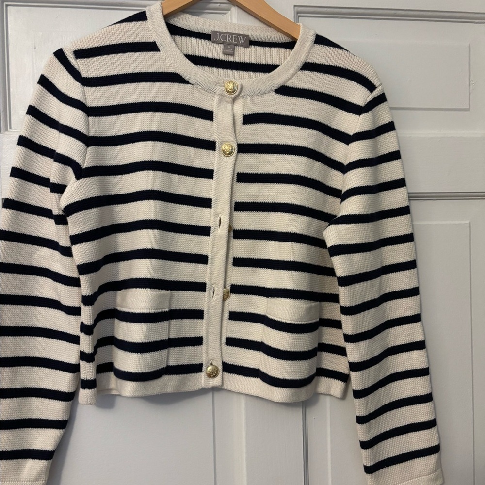J. Crew Navy and White Striped Lady Jacket